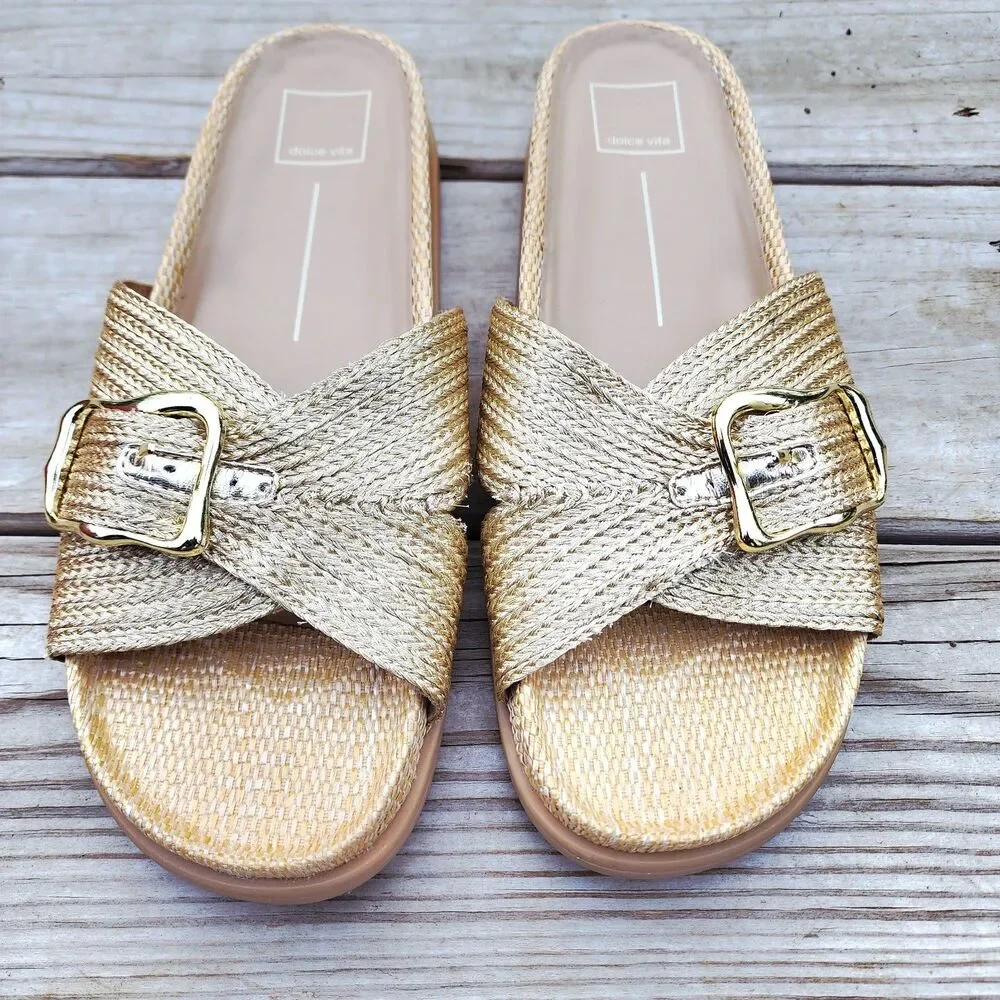Dolce Vita Women's Sydnee Sandal Vanilla Gold Sz 10M